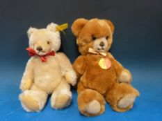 Two Steiff mohair bears both with jointed limbs, one with shaved snout and the other with growler,