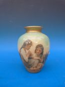 A transfer printed vase with decoration of children