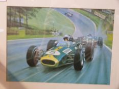Seven various motor racing prints to include Michael Turner