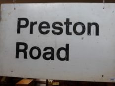 A British railways station sign for Preston Road (49cm x 78cm)