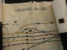 A large signal box diagram for Chislehurst junction with slots for indicator lamps,