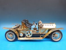 A Mamod limited edition brass steam car with solid fuel burner