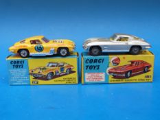 Two Corgi Chevrolet Corvette Sting Ray 310 and a Corgi customised Chevrolet Corvette Sting Ray 337