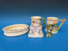 A group of ceramics including a signed Royal Doulton Barbara Vernon Bunnykins bowl,