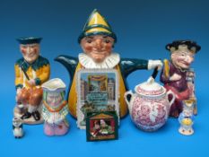 A collection of Punch and Judy ceramics and ephemera inc rare Staffordshire miniature green checked