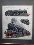 G S Cooper watercolour montage of the CMS Stanier Class 5 (37cm x 33cm)
