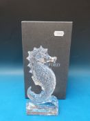 A Waterford crystal seahorse figure 17.5cm tall, in original box.