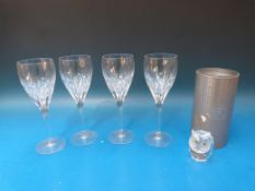 A set of four Waterford Crystal tulip shaped wine glasses, 20cm tall,