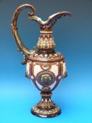 A large majolica style ewer (49cm high)