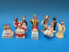 Ten Royal Doulton Bunnykins figures DB 204 Morris Dancer figures, DB 64 Policeman figures,