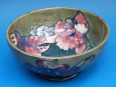 A Moorcroft pedestal bowl with 