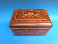 A mahogany inlaid tea caddy