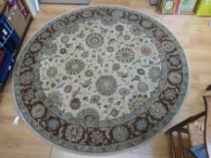 A large circular wool rug