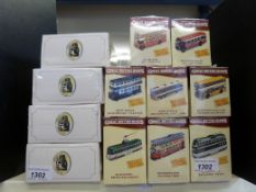Twelve Atlas Editions Great British Buses and Trams diecast model vehicles,