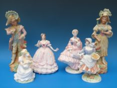 Three Royal Worcester limited edition figures The Masquerade Begins, 1855 The Crinoline,