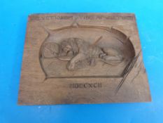 A carved probably oak model of the Lion monument,