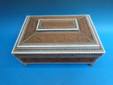 A Vizagapatam and carved wood work and jewellery box (width 32cm)