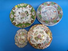 Five Masons ironstone cabinet plates and three others