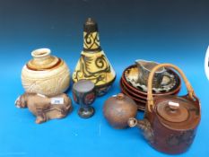 A large collection of studio pottery including Newlyn, Celtic, early Prinknash, Briglin,