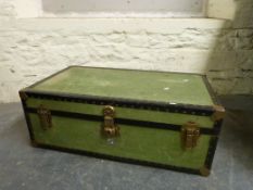 A hessian and metal-bound cabin trunk