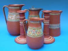 Six pieces of terracotta prattware,