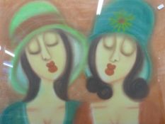 Annemey van Buuren pastel of two girls,