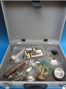 A collection of items to include plated cutlery, lighters, penknives,