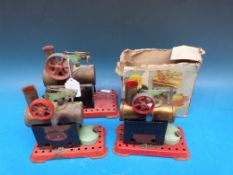 Two Mamod MM1 stationary steam engines,