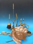 An Art Nouveau copper crumb tray and brush, marked JS & S and reg no 38/305,