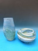 A Norman Stuart Clarke studio glass vase with wave decoration, 19.