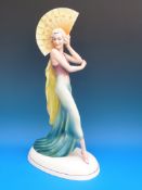 A large Art Deco Katzhutte figure of a fan dancer (50cm high)
