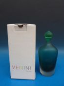 Venini Murano glass bottle in light green with matt finish,