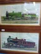 Two framed carriage prints of railway locos