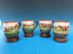 Four Mintons mugs transfer printed with hunting scenes