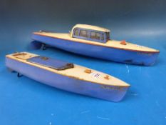 Two Hornby clockwork boats,