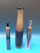 Three Aaronson Noon studio glass bottle vases the largest 30cm tall.