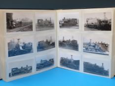 An album of approximately 300 black and white photographs, mainly LMS locomotives,