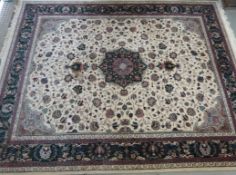 An extremely large wool rug with floral design on beige ground 480 x 370cm