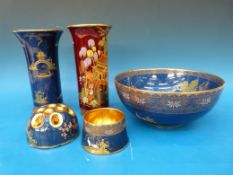 Five pieces of Carlton ware lustre decorated in the 