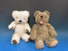 A Merrythought bear with jointed limbs (32cm tall) together with another similar mohair bear with