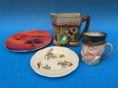 A Royal Doulton jug 'Old Curiosity Shop' together with a Royal Doulton character jug Micawber,