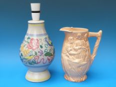 A retro Poole pottery lamp, initialled EN/LB to base, shape no.