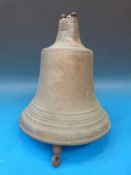 A bronze ship's bell (by repute dredged up by a French trawler) 27cm high