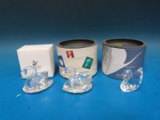 Three Swarovski crystal swans (all in original boxes)