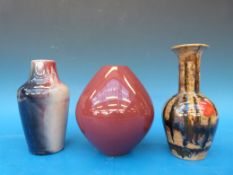 Three Cobridge stoneware vases (largest 18cm)
