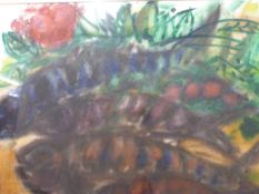 John Burrows watercolour of Holy Trinity church Marylebone and Penarth watercolour of still life