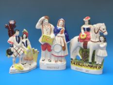 Three Staffordshire figure groups