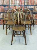 Six various elm seated type chairs (three pairs)