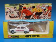 Corgi Toys gift set 13 Renault R16 Tour De France Paramount film unit in original box.