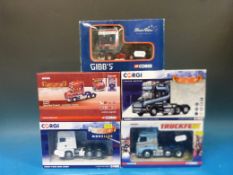 Five Corgi 1:50 scale diecast model lorry tractor units, three Hauliers of Renown Modeller cc13700,
